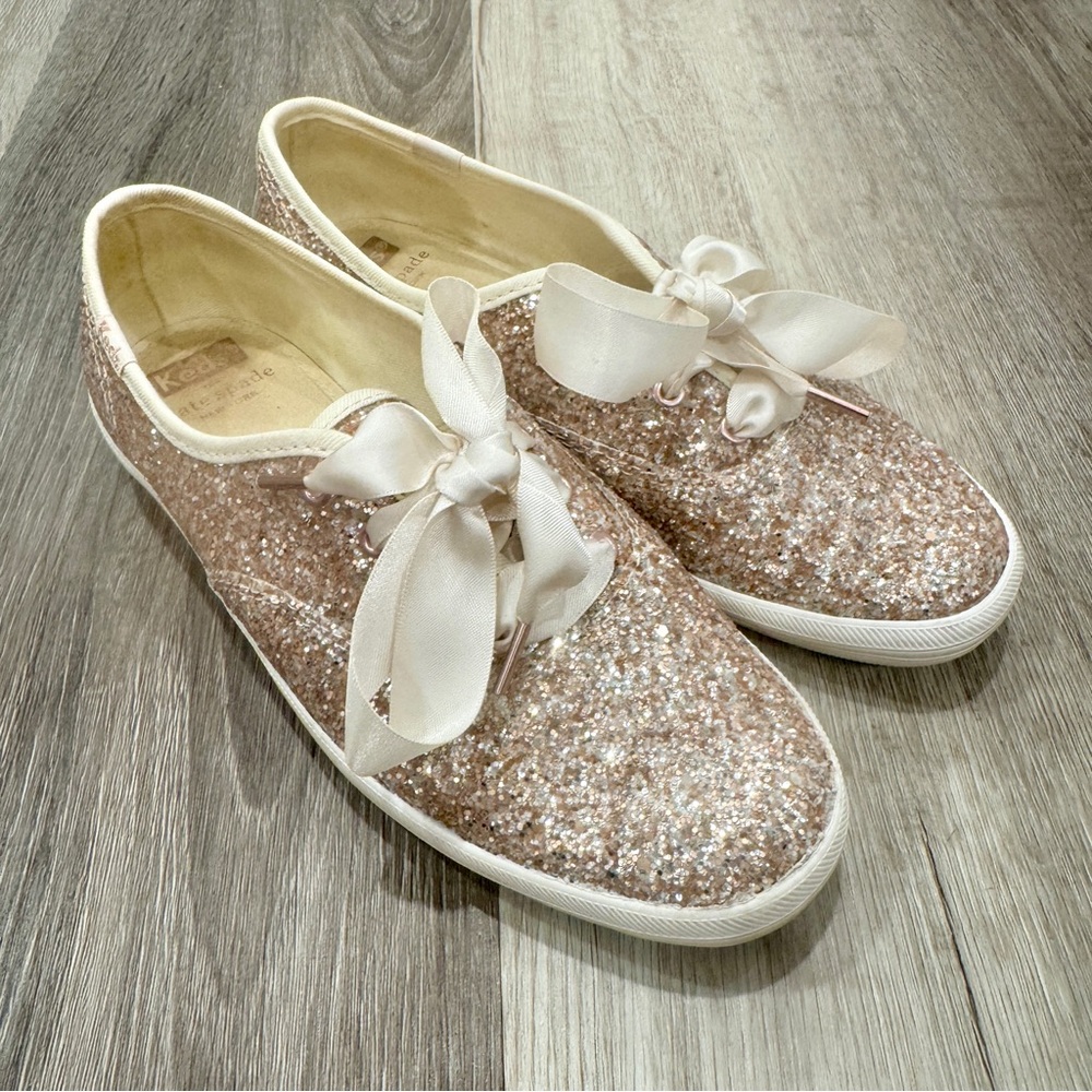 Kate Spade Keds Glitter Sneakers 6 Pink Bridal Wedding Bridesmaid Valentines